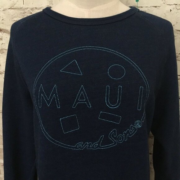 Maui & Sons Womens Juniors Dark Blue Crew Neck Pullover Knit Top- Size M - Picture 2 of 3